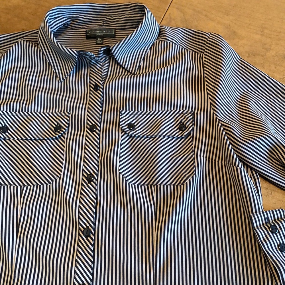Elementz Vertical Striped Button Down - Petite Med - image 4